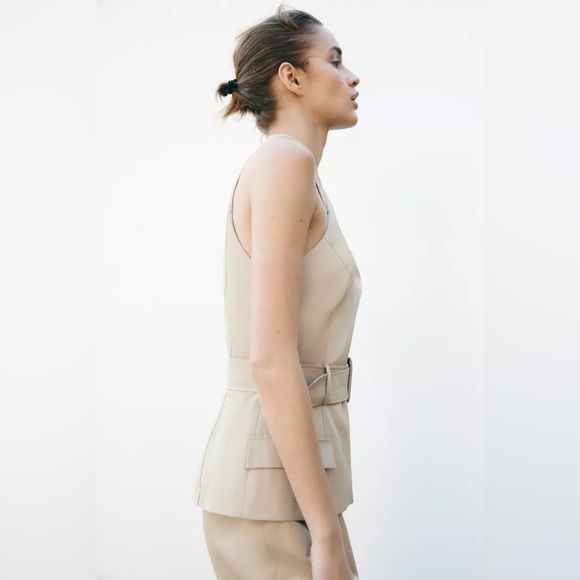 NET ZARA CROSSOVER BELTED MIDI DRESS - Picture 11 of 14